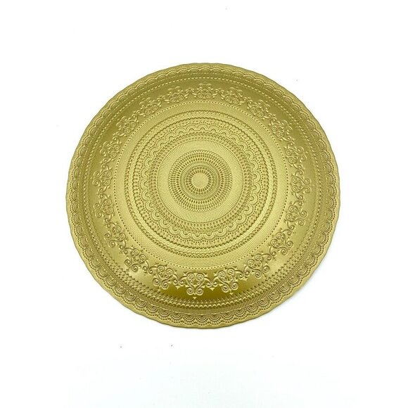 TURKISH GLASS 13" Charger Plates Hand Painted Oriental Pattern Set of 2 NWT Pink - Picture 12 of 12